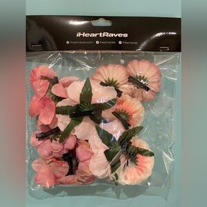 iHeartRaves Pink Floral Hair Clips